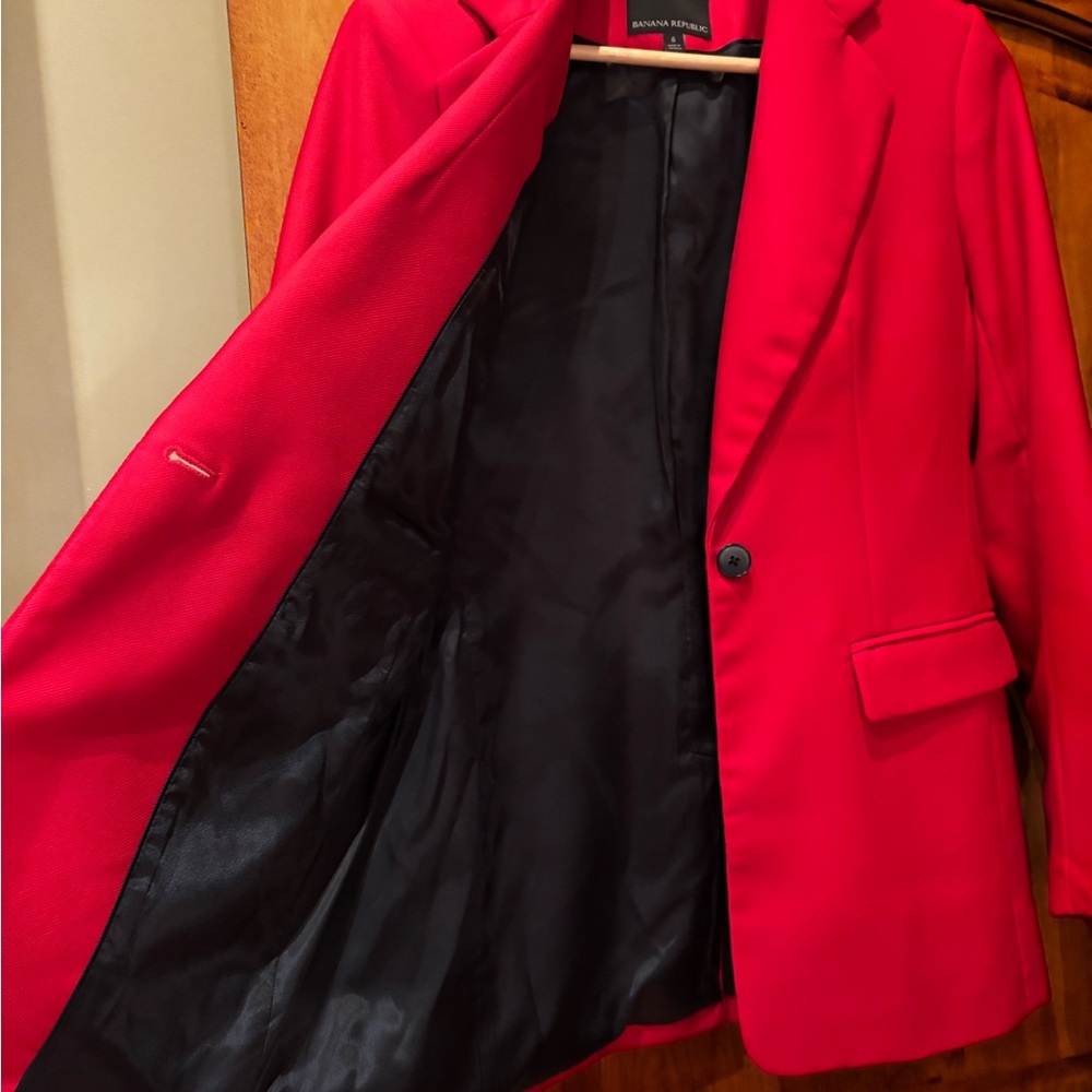 Banana Republic Red Blazer Tailored Wool-Blend - Picture 2 of 5